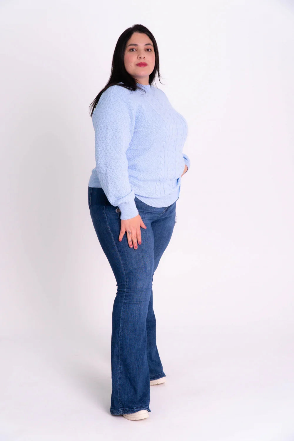 Blusa de Tricot Modal Plus Size com Tranças