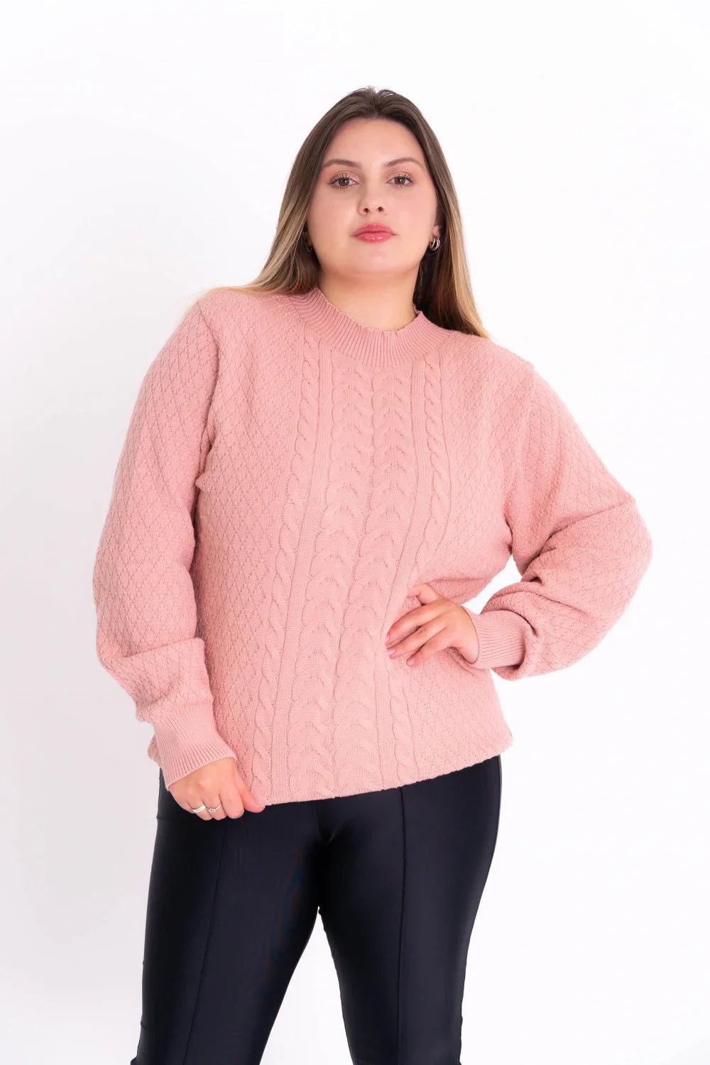 Blusa de Tricot Modal Plus Size com Tranças