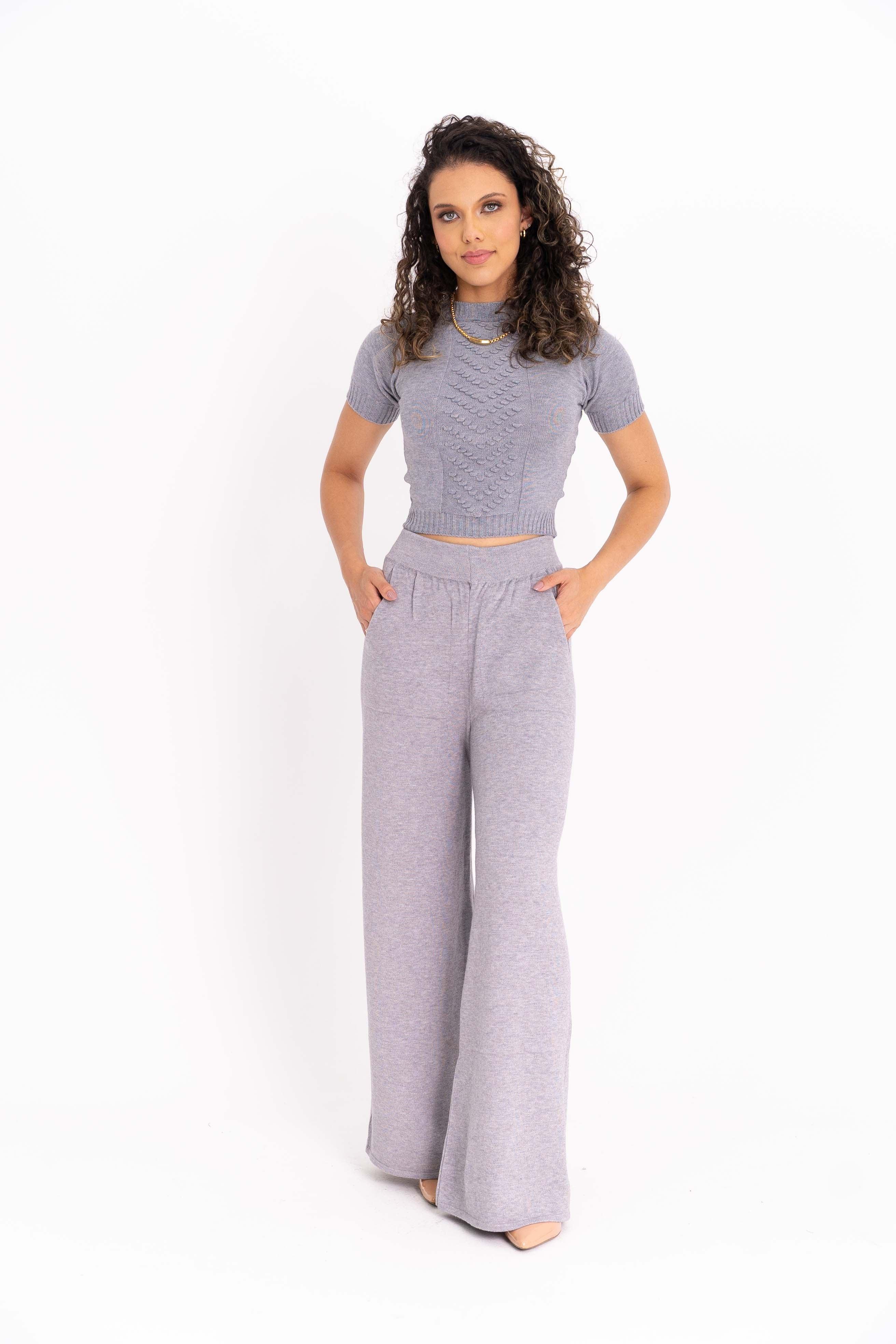 Cropped Tricot Ponto Pipoca
