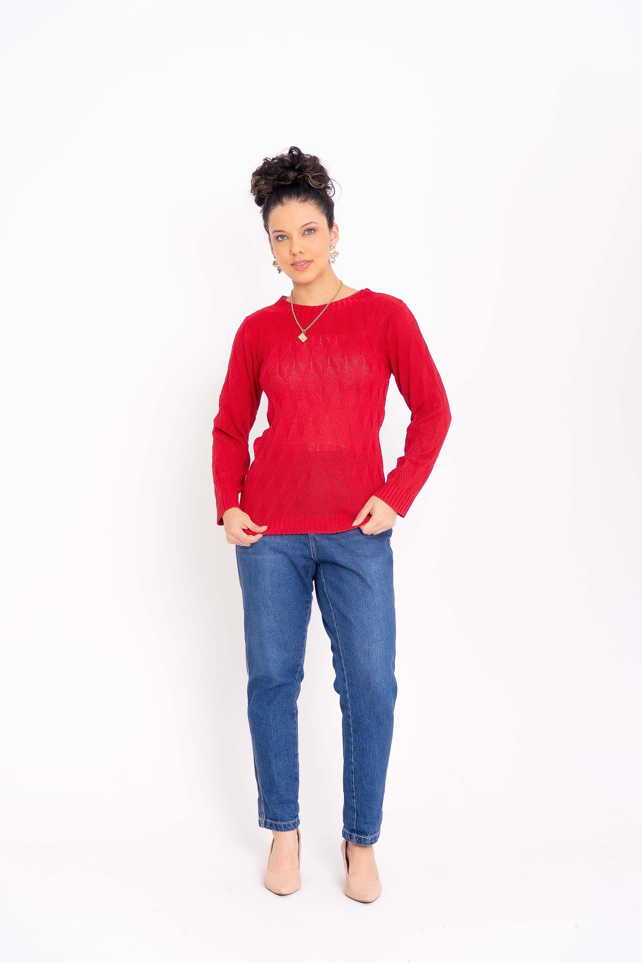 Blusa de Tricot com Ponto Losango