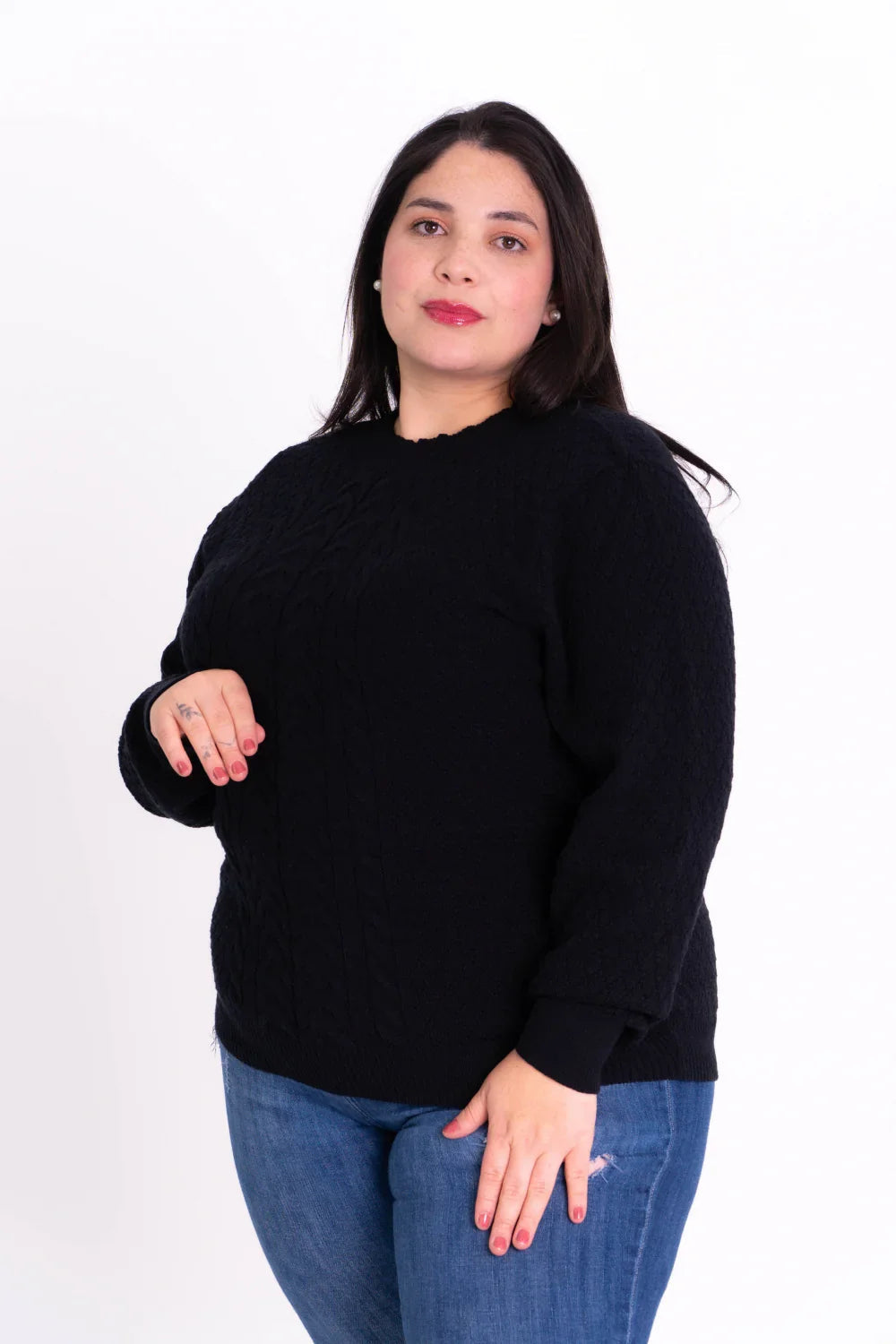 Blusa de Tricot Modal Plus Size com Tranças