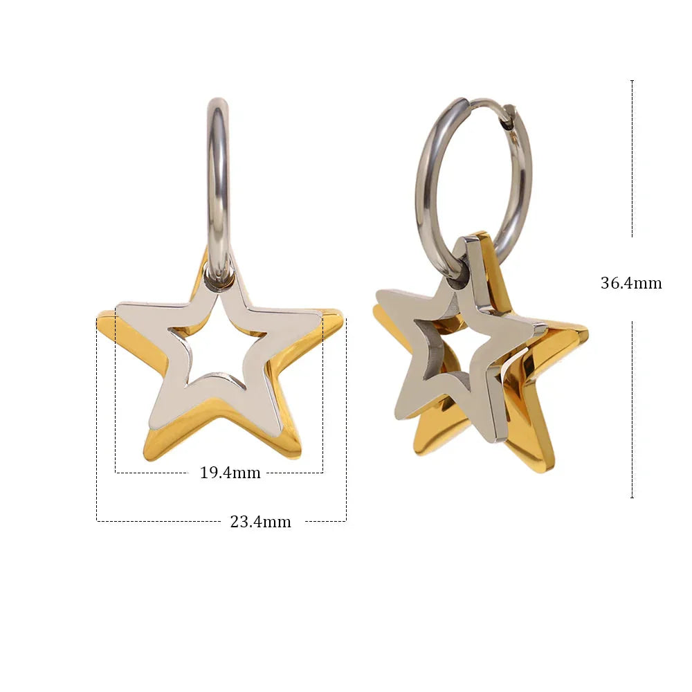 Brincos E.B.belle Dois Tons 18k Ouro Banhado