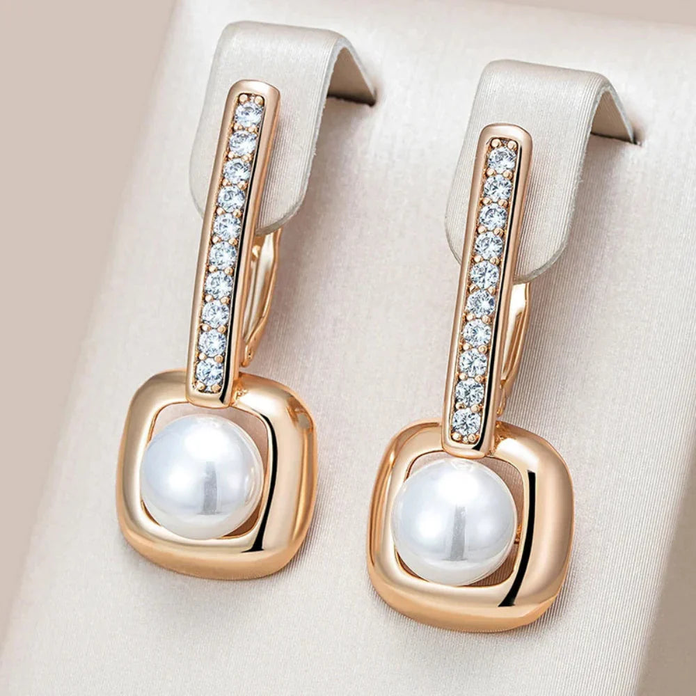 Brincos de Pérolas Vintage em Ouro Rosa 585