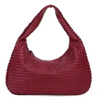 Bolsa Hobo Meia Lua em Couro Vegano Tecido Artesanal