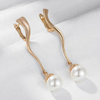 Brincos Geométricos Luxuosos com Pérolas e Ouro Rosa