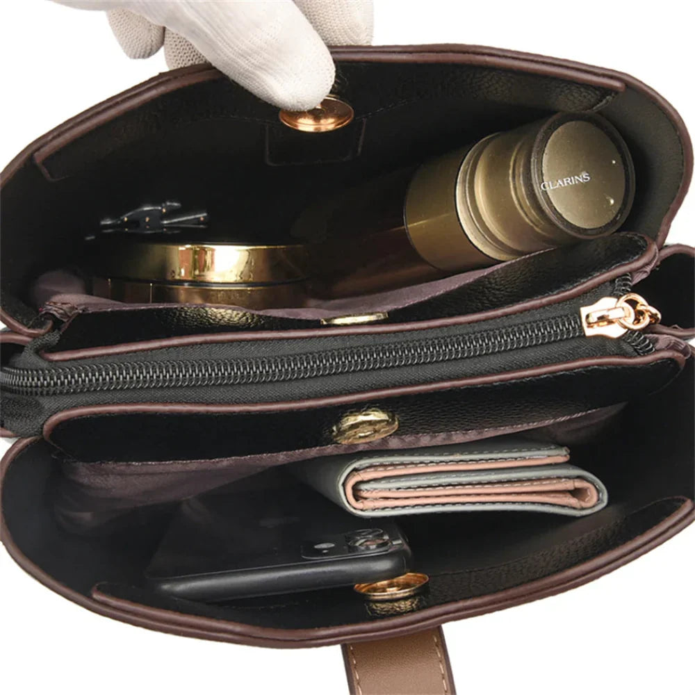 Bolsa Crossbody de Couro Sintético de Alta Capacidade