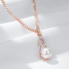 Colar Luxo Geométrico com Pérola e Ouro Rosa 585