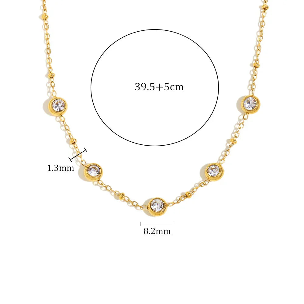 Colar Minimalista de Luxo com Zircão em Aço Inoxidável