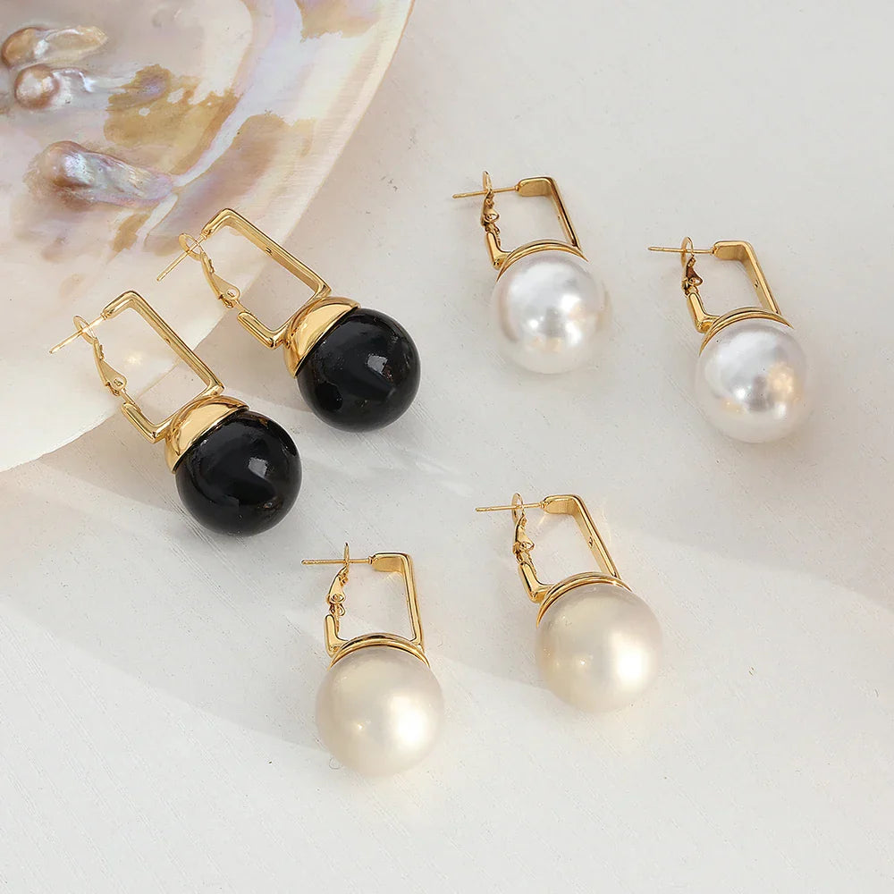 Brincos Pingentes de Aço Inoxidável com Ouro 18k