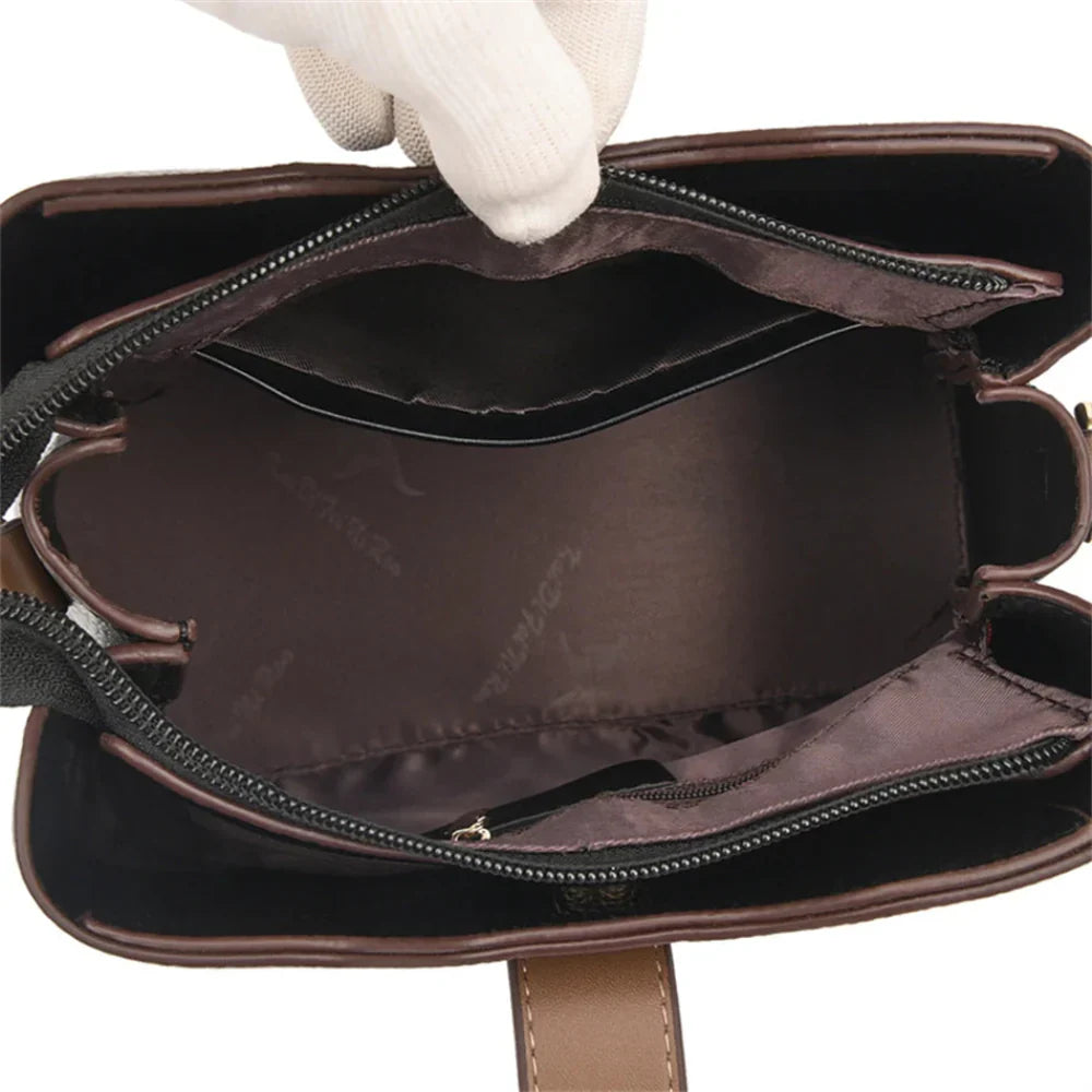 Bolsa Crossbody de Couro Sintético de Alta Capacidade