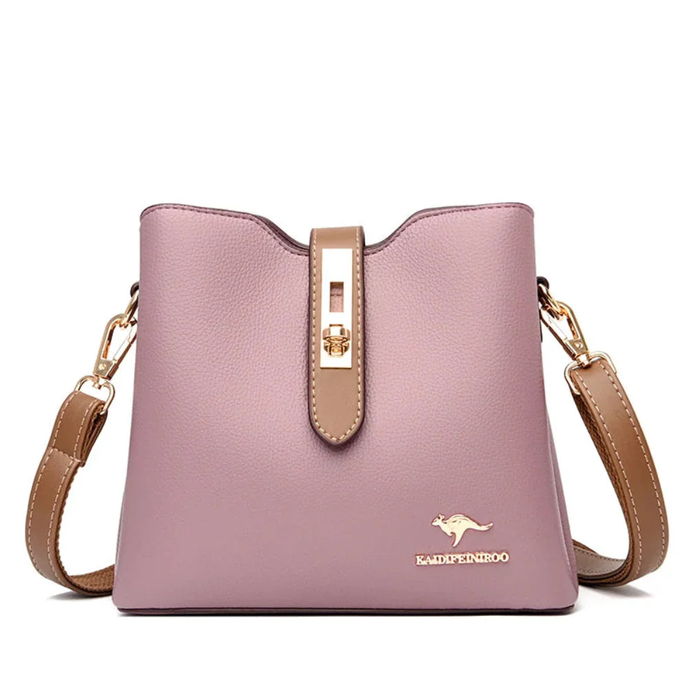 Bolsa Crossbody de Couro Sintético de Alta Capacidade