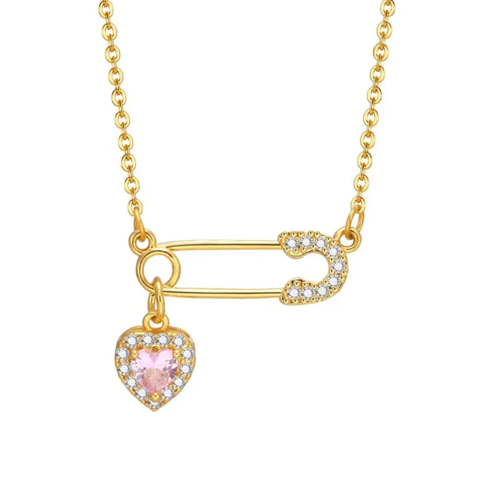 Colar de Pingente Coração Luxuoso com Zircônia e Ouro 18K