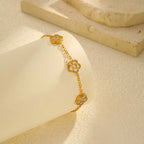 Pulseira Flor de Zircônia Banhada a Ouro 18K