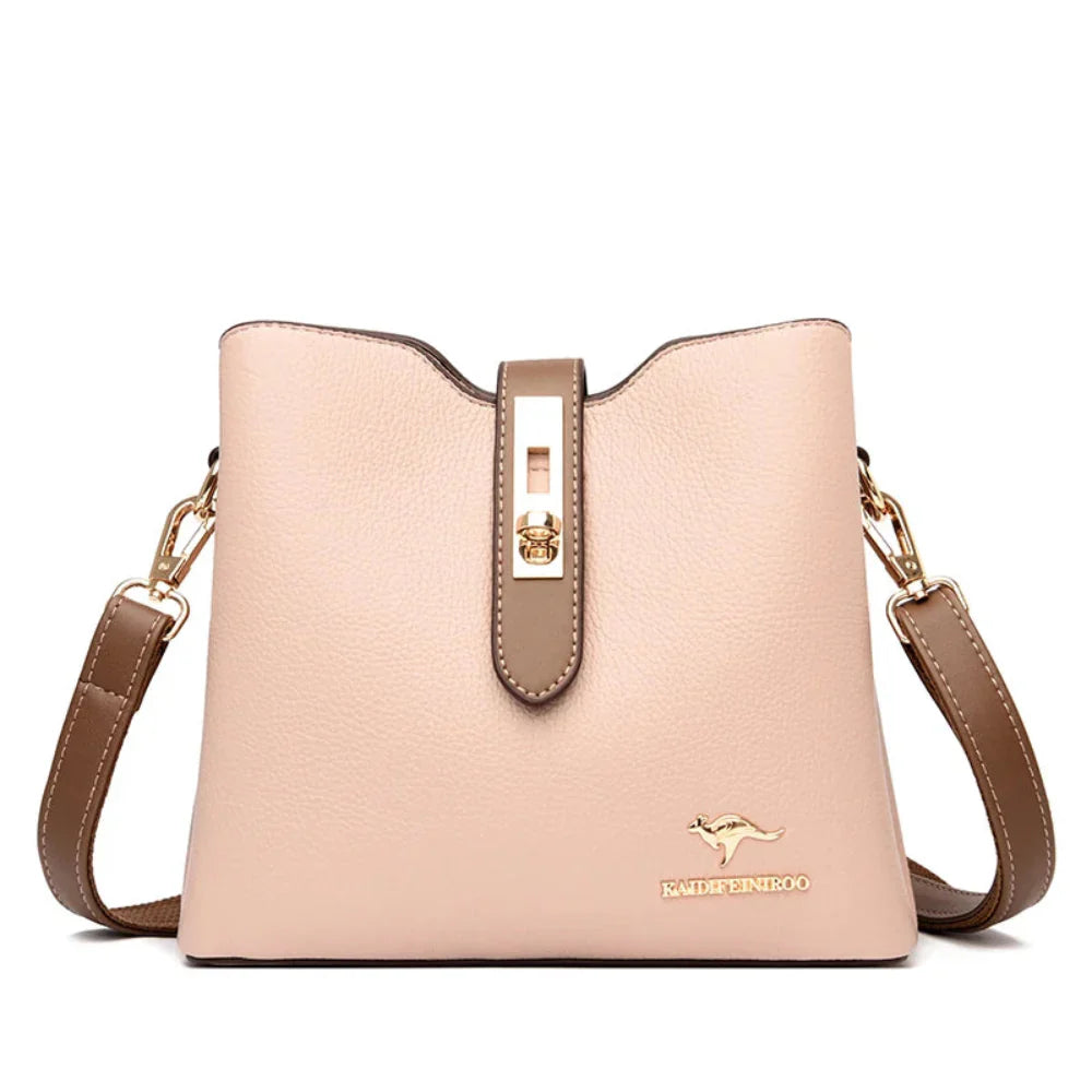 Bolsa Crossbody de Couro Sintético de Alta Capacidade