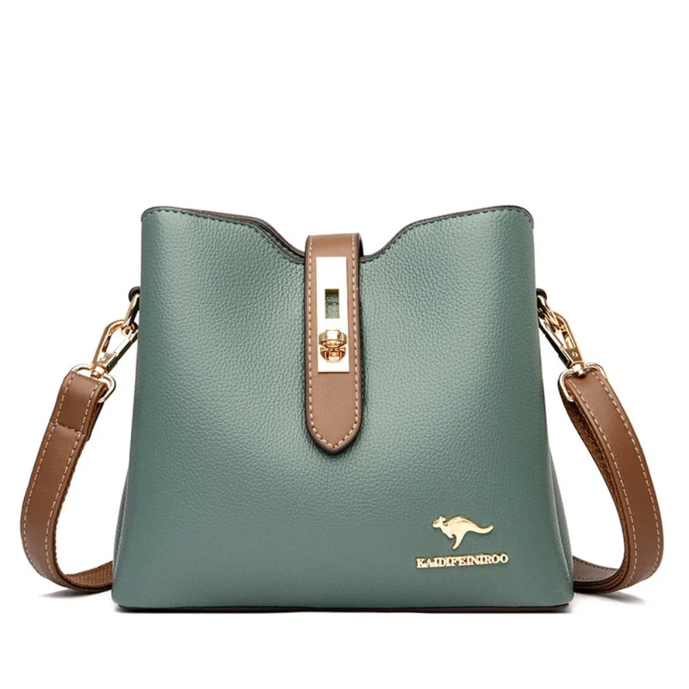 Bolsa Crossbody de Couro Sintético de Alta Capacidade