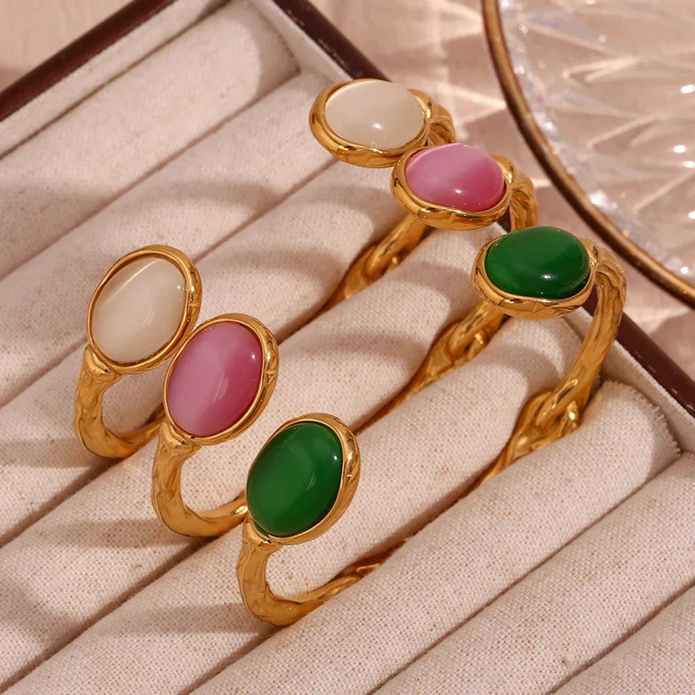 Pulseira em Aço Inoxidável com Cristal de Ágata
