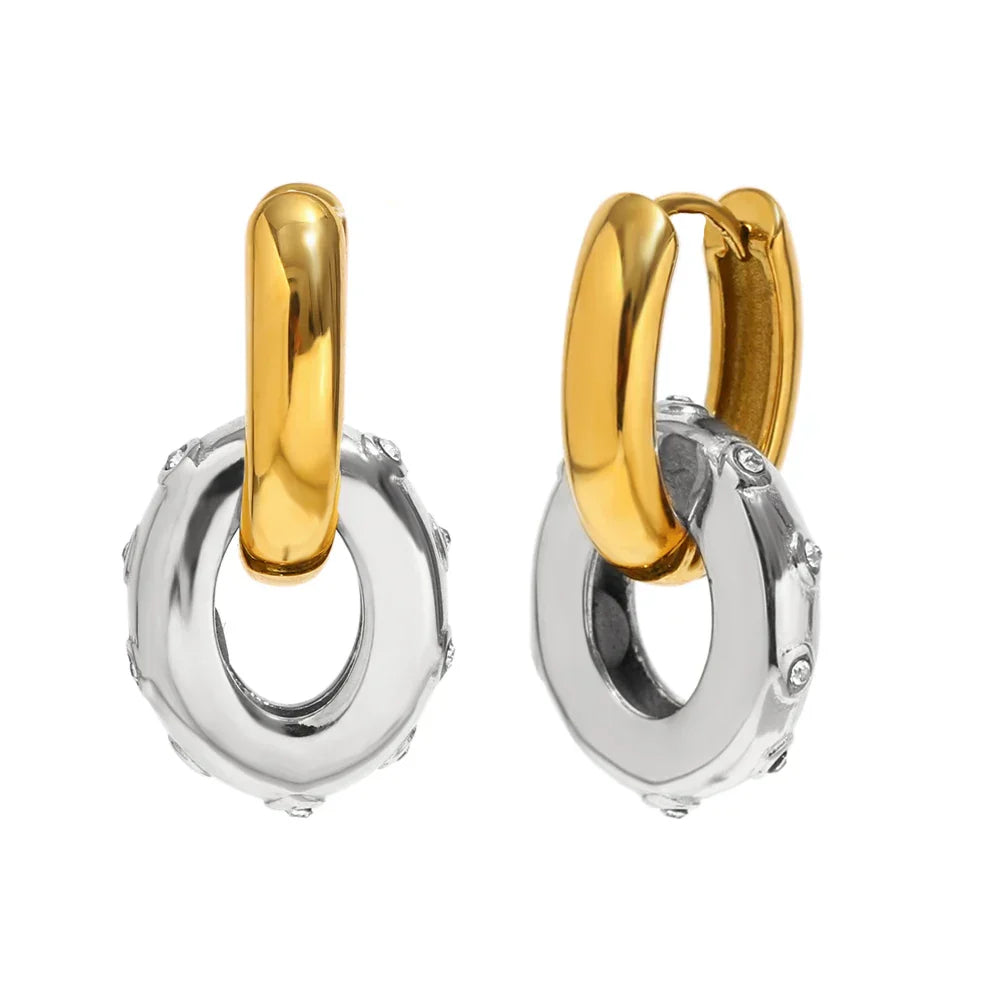 Brincos Oval de Zirconia Banhados a Ouro 18K