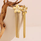 Brincos Florais de Borla Banhados a Ouro 18K