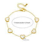 Conjunto Elegante de Joias em Aço Inoxidável com Coração Branco