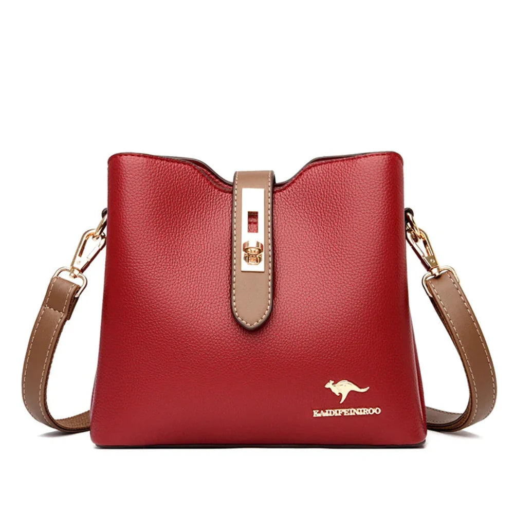 Bolsa Crossbody de Couro Sintético de Alta Capacidade