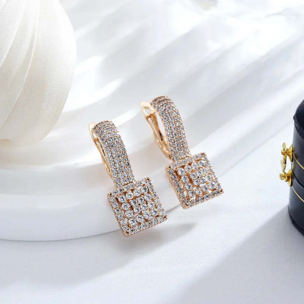 Brincos Vintage de Zircão Natural com Ouro Rosa 585
