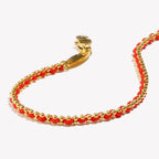 Pulseira Luxuosa de Contas Vermelhas Banhada a Ouro 18K