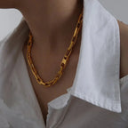 Conjunto de Joias em Aço Inoxidável Banhado a Ouro