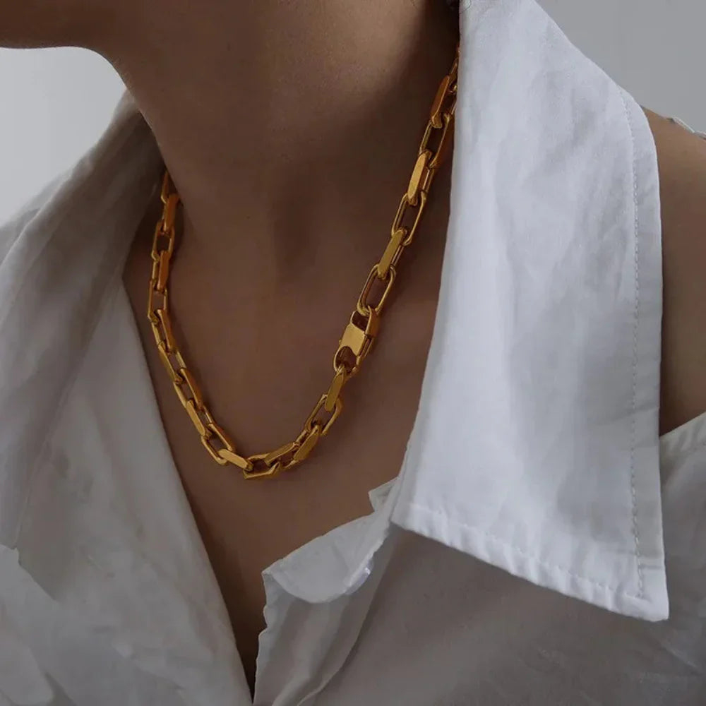 Conjunto de Joias em Aço Inoxidável Banhado a Ouro