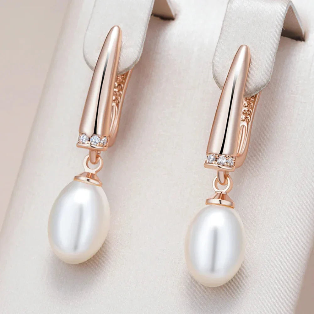 Brincos Geométricos de Pérola Luxo Rosé