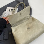 Elegante Bolsa Retro de Couro com Corrente para Mulheres