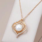 Colar Pingente Luxo Rose Gold Pérola e Zircão