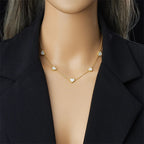Conjunto Elegante de Joias em Aço Inoxidável com Coração Branco