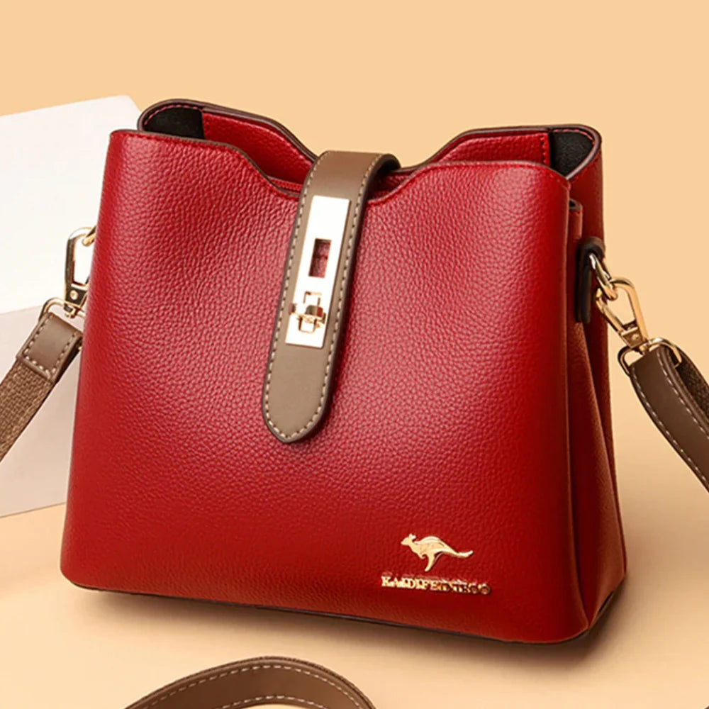 Bolsa Crossbody de Couro Sintético de Alta Capacidade
