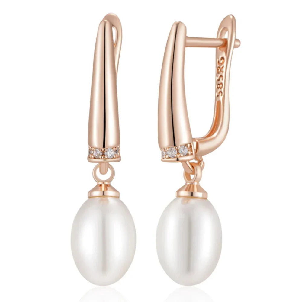 Brincos Geométricos de Pérola Luxo Rosé