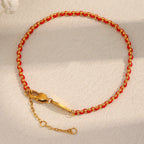 Pulseira Luxuosa de Contas Vermelhas Banhada a Ouro 18K