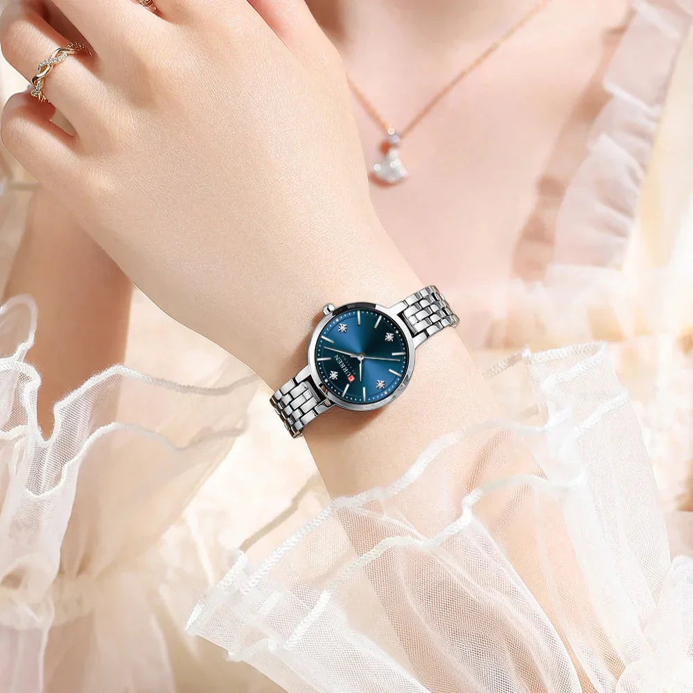 Relógio Feminino Curren Luxo Strass Aço Inoxidável