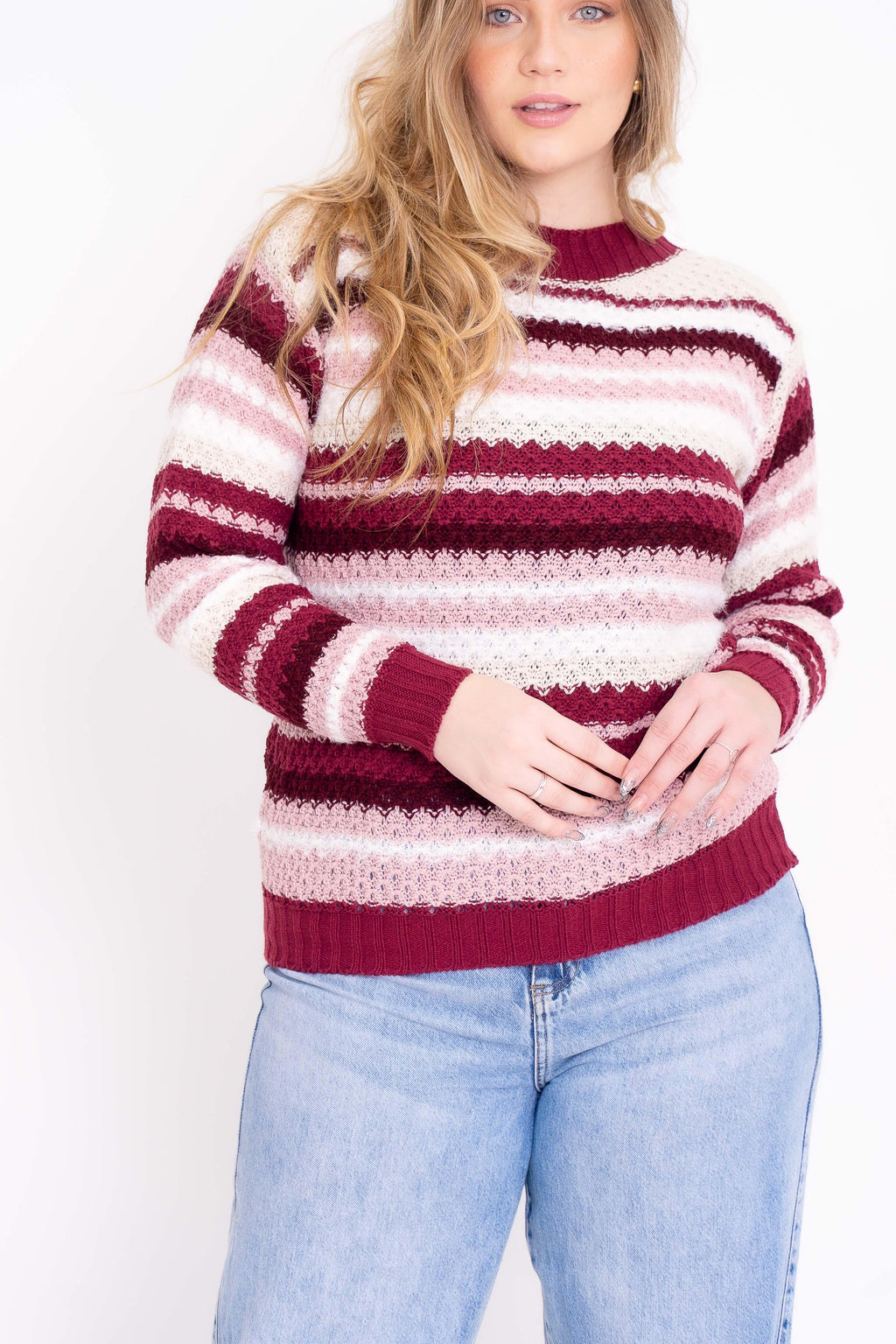 Blusa de Tricot Listrada com Angora