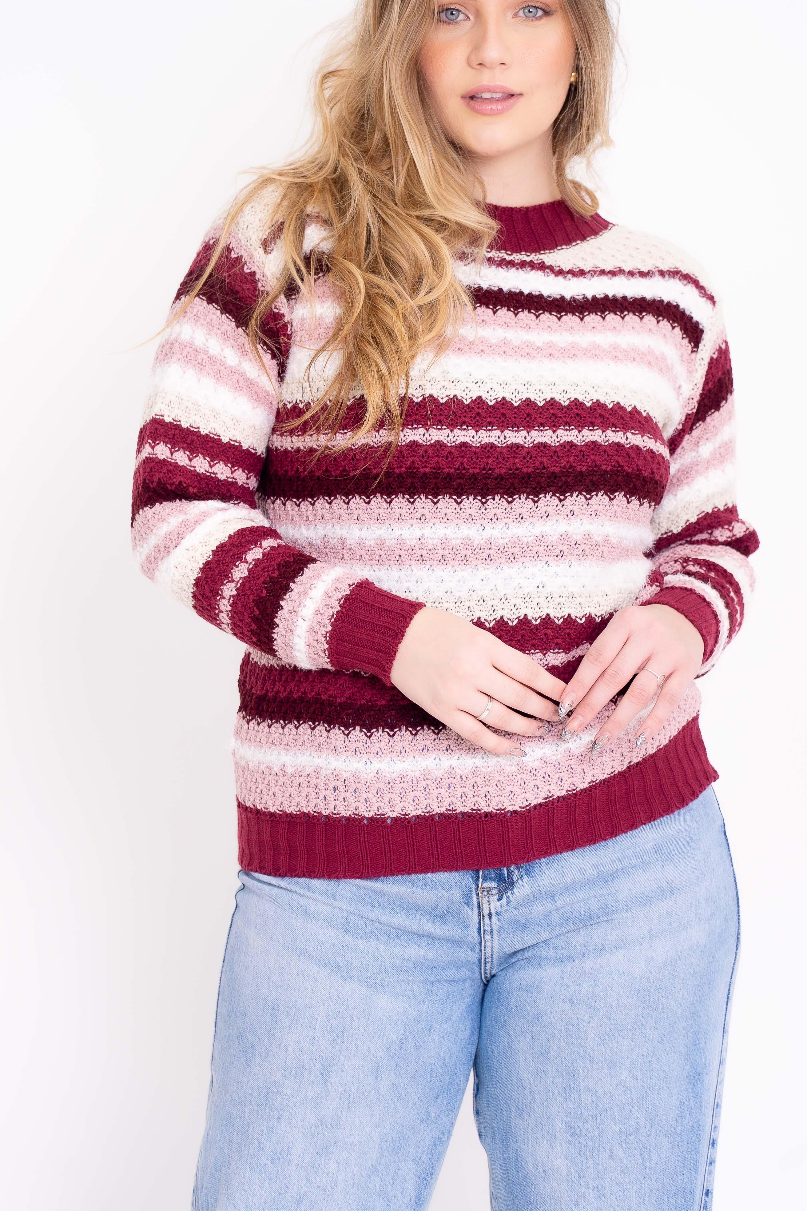 Blusa de Tricot Listrada com Angora