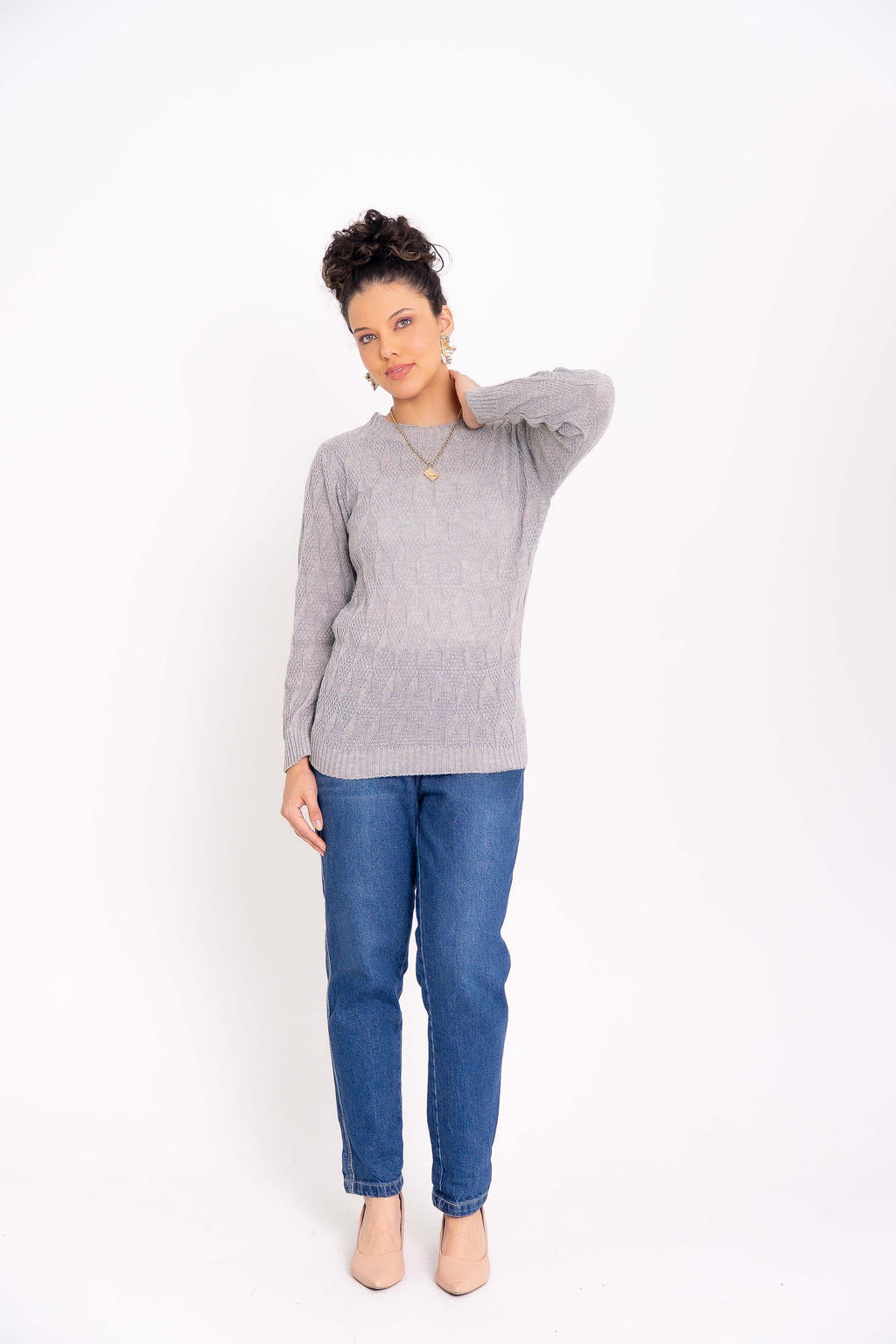 Blusa de Tricot com Ponto Losango