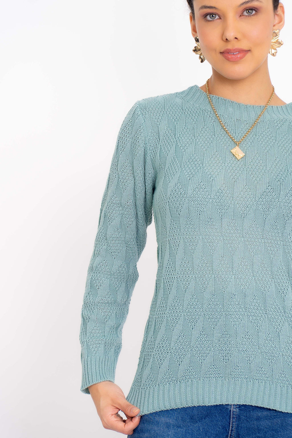Blusa de Tricot com Ponto Losango