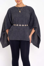 Poncho Quadrado com Trança Horizontal